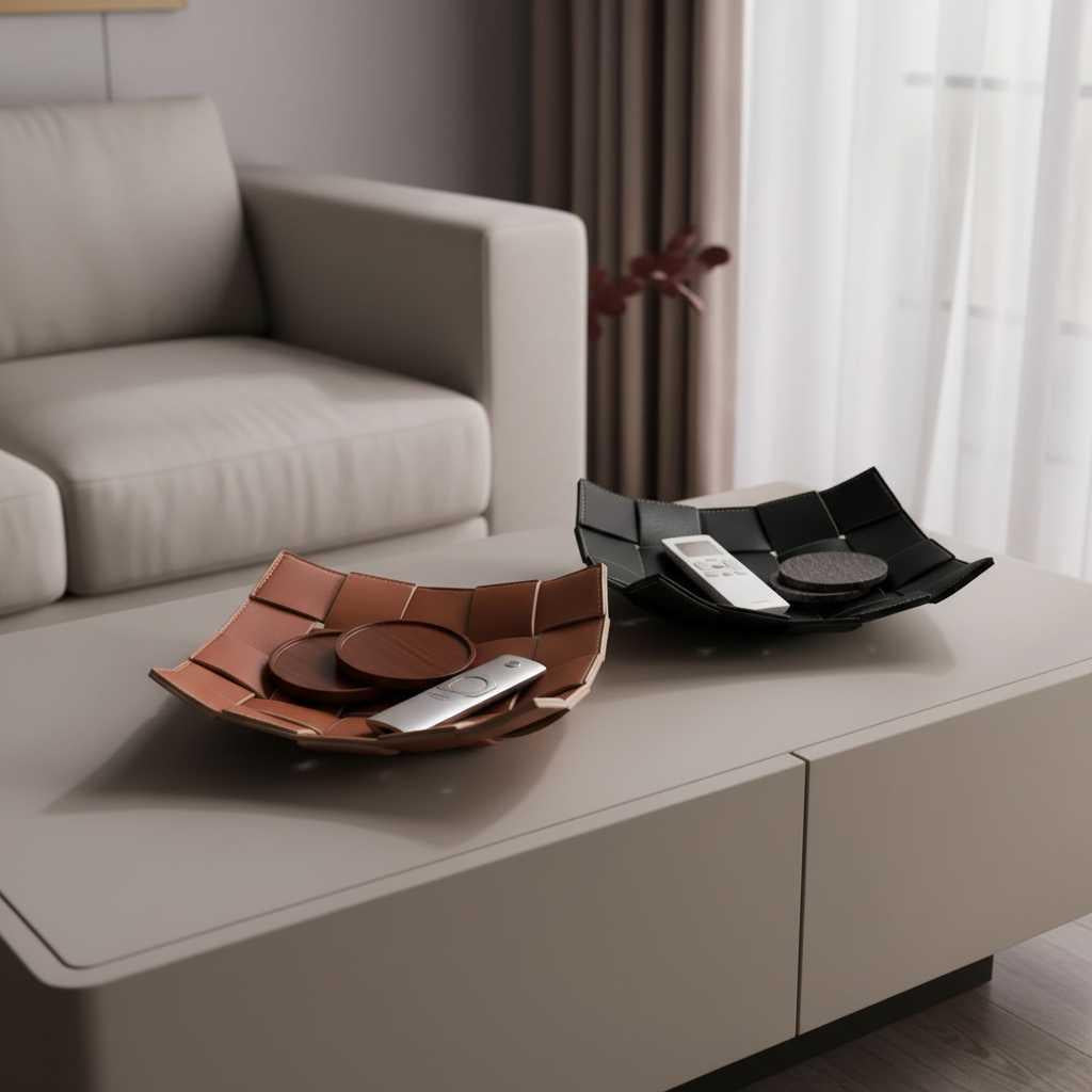 Bandeja de Almacenamiento de Cuero PU | Organizador Elegante 5