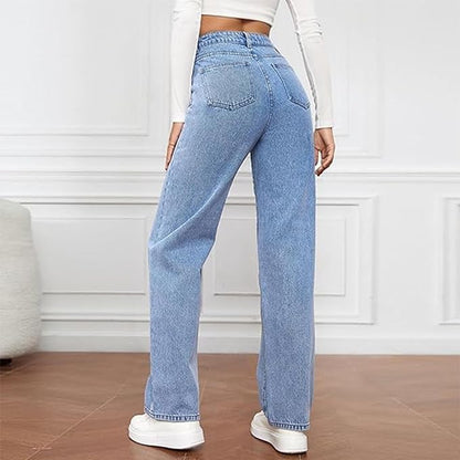 Ottilie | Jeans de Tiro Alto y Pierna Ancha con Cinco Bolsillos