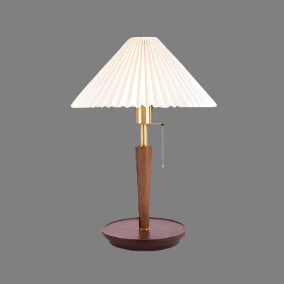 Lámpara de Mesa Vintage de Madera Plisada | Decoración de Hogar 0