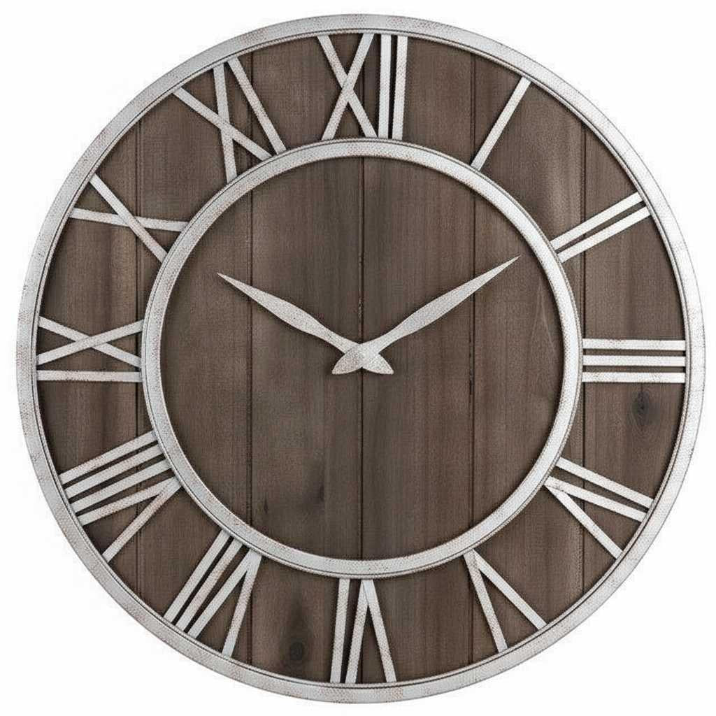 Reloj de Pared Grande Industrial | 40cm Madera y Metal 2