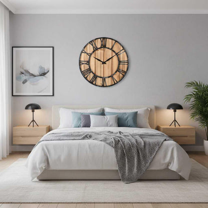 Reloj de Pared Grande Industrial | 40cm Madera y Metal 4