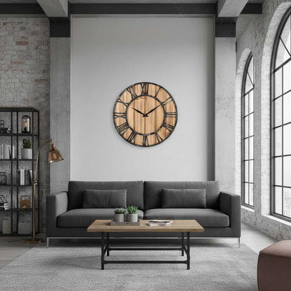 Reloj de Pared Grande Industrial | 40cm Madera y Metal 5